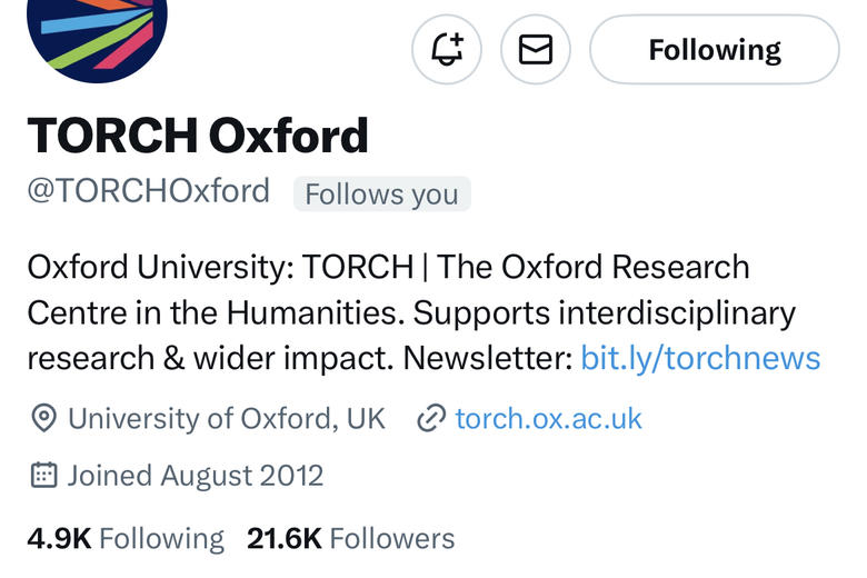 Screenshot of the TORCH Twitter page.