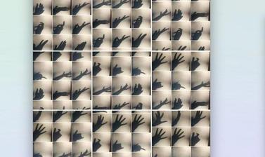 collage of squares in sepia with different shadows of hands
