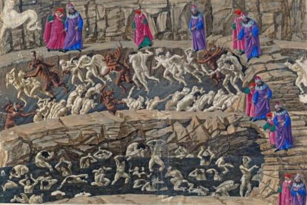 Drawing by Botticelli of Dante's hell