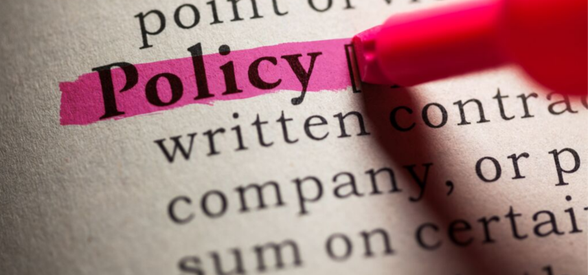'Policy' highlighted in pink in a dictionary
