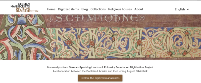 top of website for manuscripts, showing celtic designs