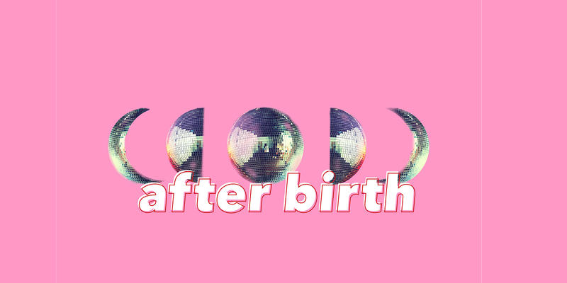 after birth production logo with fragmented glitterball