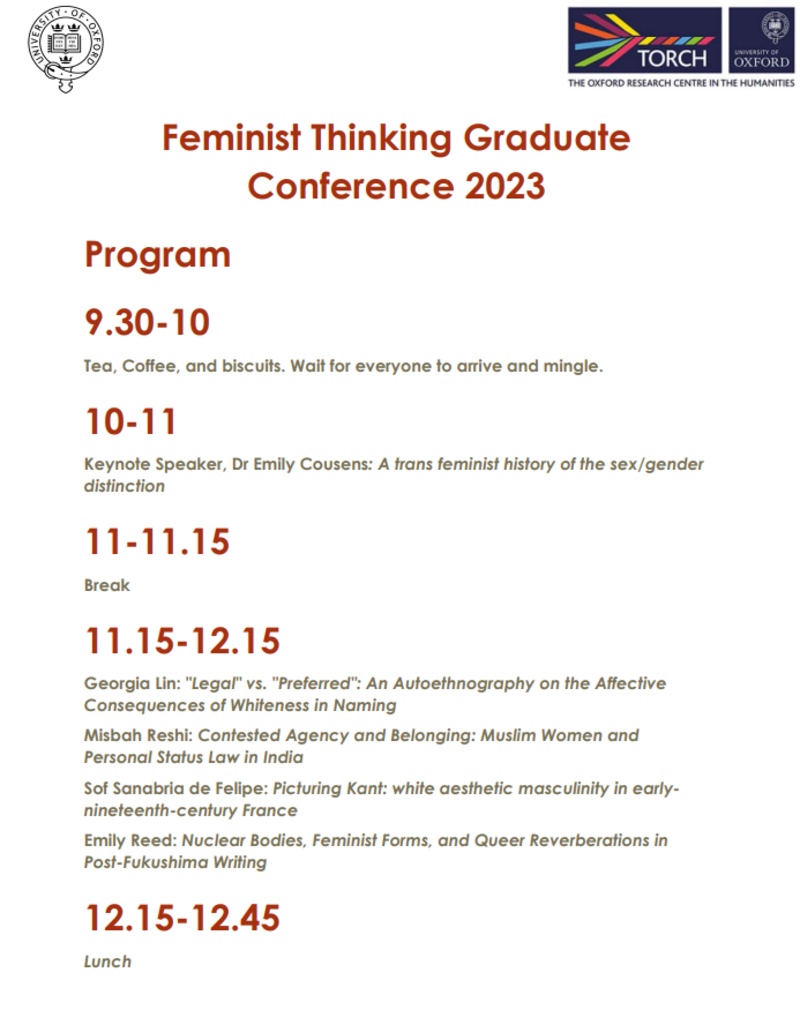 feminist thinking graduate conference page