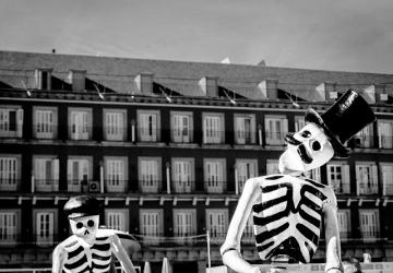 black and white bones building