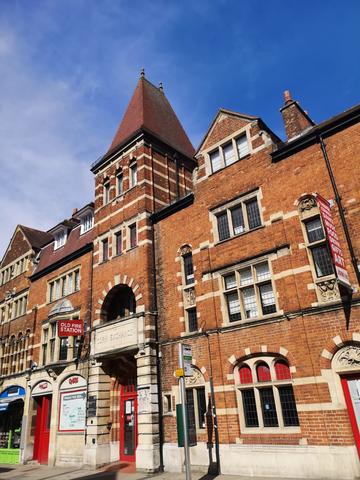 The facade of the Old Fire Station from George Street on a sunny day.