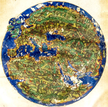circular ancient map showing Europe
