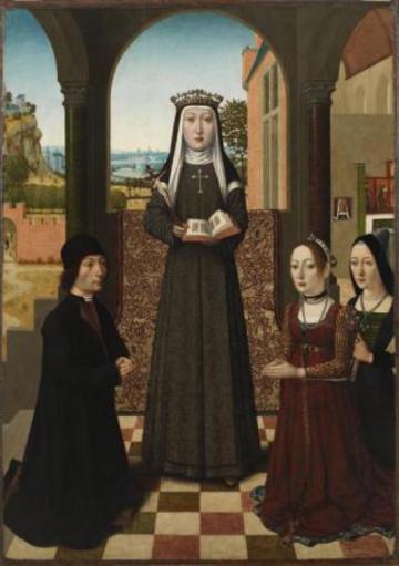 catherine of bologna 1413 1463 with three patrons master of the baroncelli low countries 1470 80 image