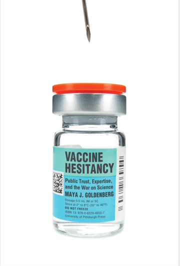 Needle above a vile of vaccine - book cover