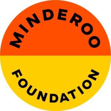 minderoo foundation logo circle with top half orange and bottom half yellow