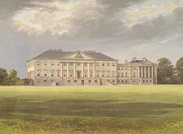 A drawing of the facade of Nostell Priory on a cloudy day