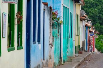 Row of multicoloured houses in Brasil