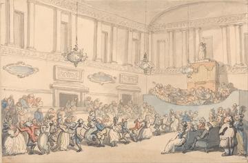 Drawing of people dancing at the Bathe Assembly Rooms