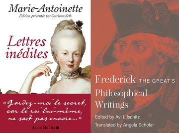 2 book covers, one showing Marie Antoinette, the other showing a red Frederick the Great