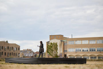 JC Niala shot from a distance on the Schwarzman Centre site