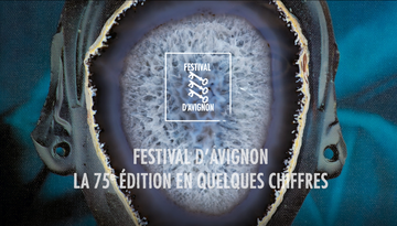 Logo for the Festival D'Avingon, showing a series of textured circles inside each other and some illustrated keys in white.
