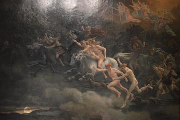 a painting of the wild hunt the restless dead