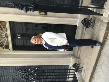 Photo of Arlene outside number 10 Downing Street