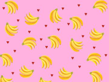 Bunches of yellow bananas with pink background