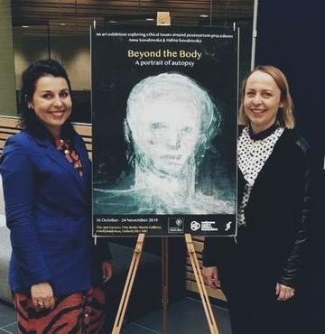 Artist Anna Suwalowska and social scientist Halina Suwalowska at the Big Data Institute in 2019