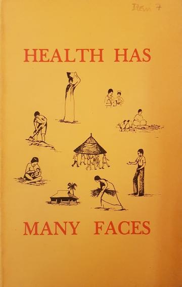 ‘Health has many faces’ poster, with illustrated figures of health