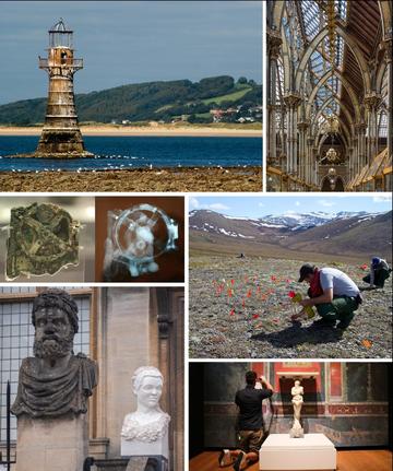 Six pictures depicting the many facets of heritage