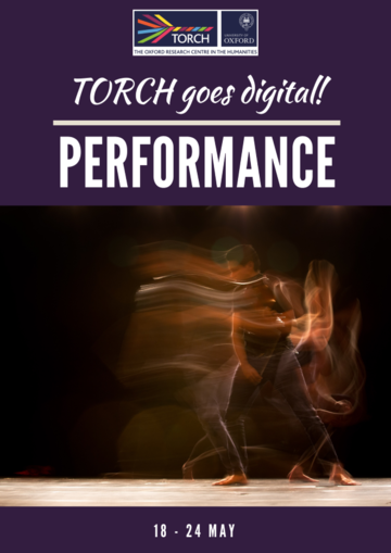Performance Poster - purple background, man dancing on stage