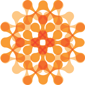 Orange networked snowflake abstract design