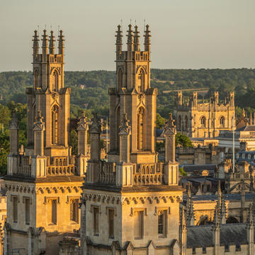 Oxford skyline focussing on the University Church of St Mary the Virgin