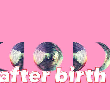 after birth production logo with fragmented glitterball