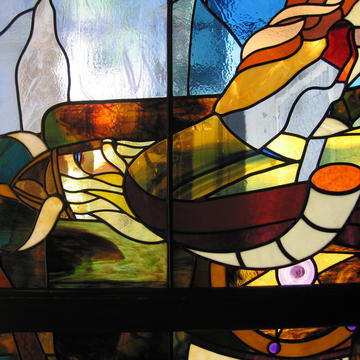 Image depicting stained-glass window by John Davis