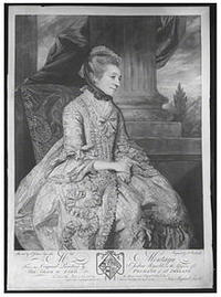Black and white image of Elizabeth Montagu by John Raphael Smith after Joshua Reynolds 