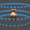 greek vase surrounded by blue sheets in 3D circles