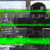A distorted photo of chemistry equipment with glitched green lines running through it. Subtitles at the base say ‘you have created’.