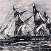 etching of the ship the challenger at sea