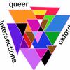 The Queer Intersections Oxford logo, made up of intersecting triangles of many different colours.